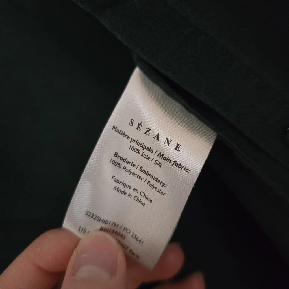 Sezane Vito Silk Shirt Bottle Green - Size 10, VGUC - Picture 4 of 5